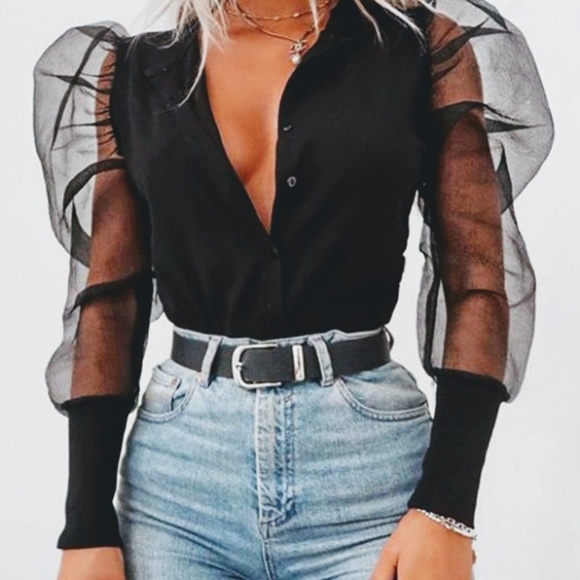 Sexy black button up - Picture 2 of 3